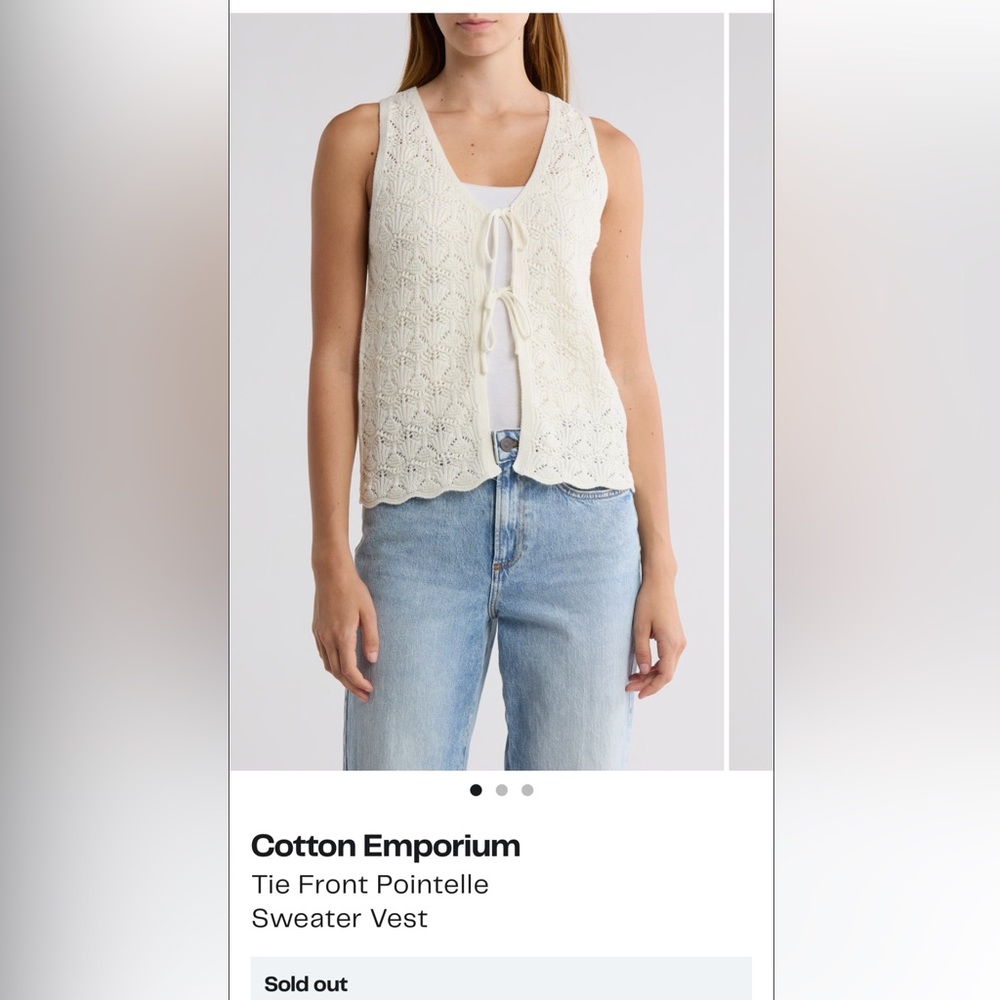 Cotton Emporium Cream Tie Front Vest
